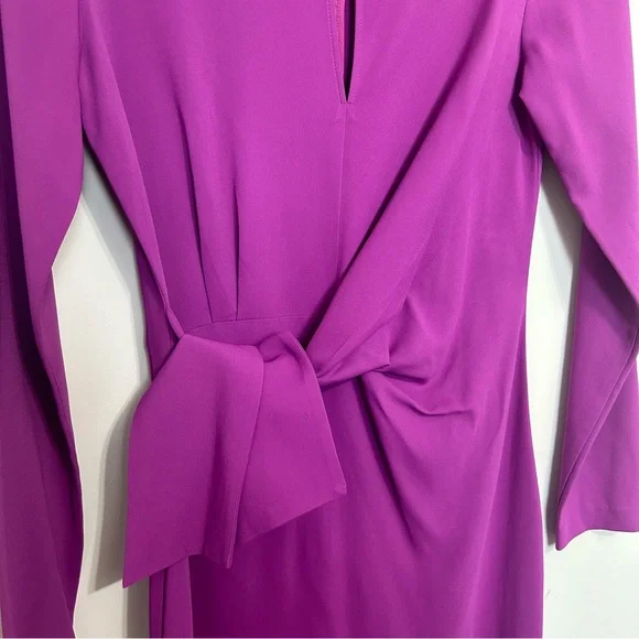 Reiss Valentina Tie Waist Bodycon Midi Dress Sz 4 Magenta